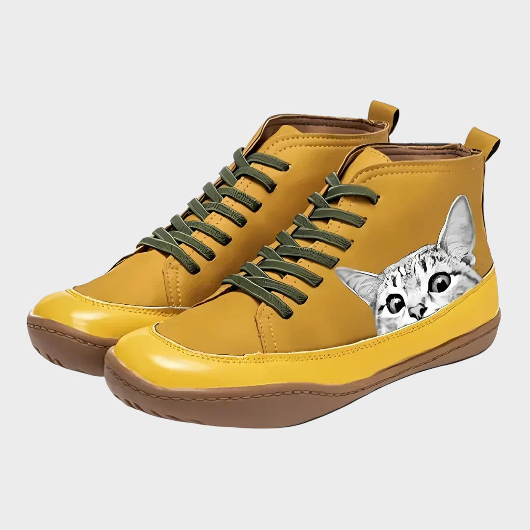 Selena - Botas de cuero para amantes de gatos