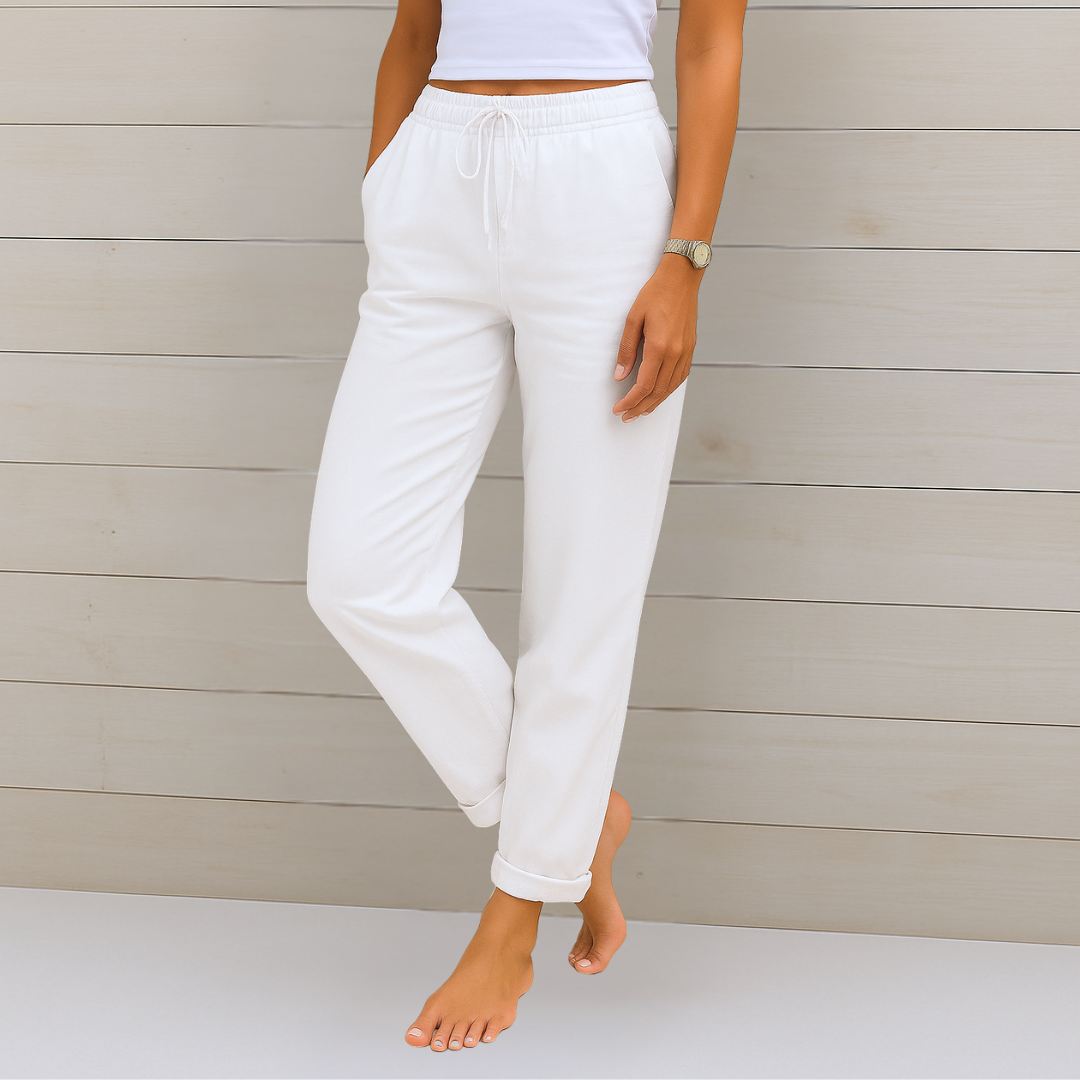 Sara - Pantalones Elásticos de Lino Premium