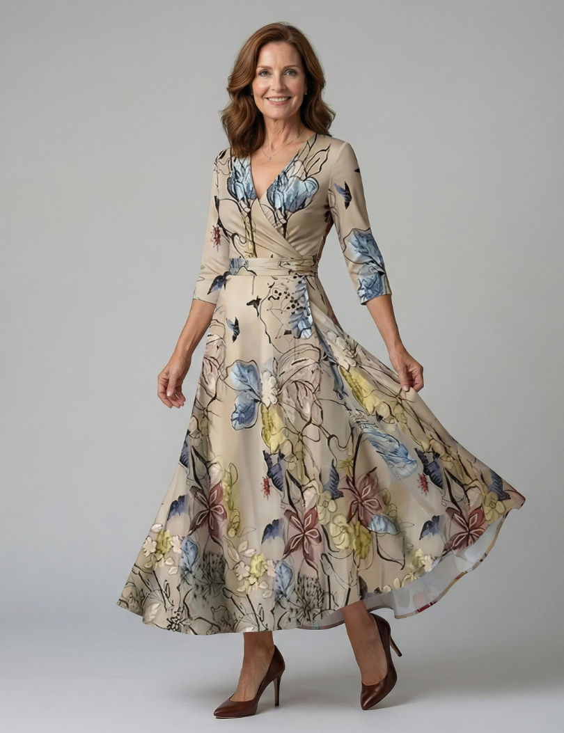 Andrea - Vestido Midi con Escote Cruzado