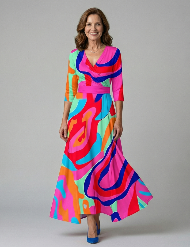 Andrea - Vestido Midi con Escote Cruzado