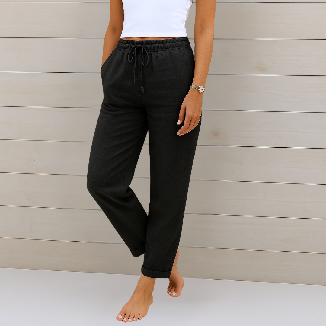Sara - Pantalones Elásticos de Lino Premium