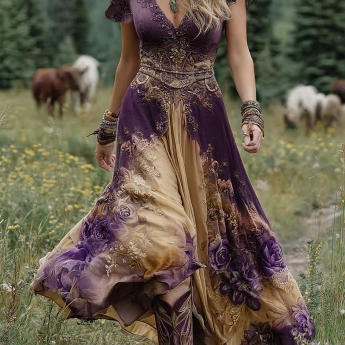Victoria - Vestido Maxi Corto Floral