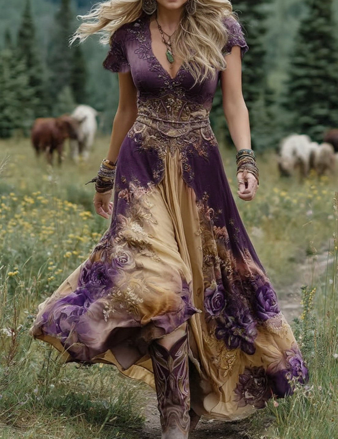 Victoria - Vestido Maxi Corto Floral