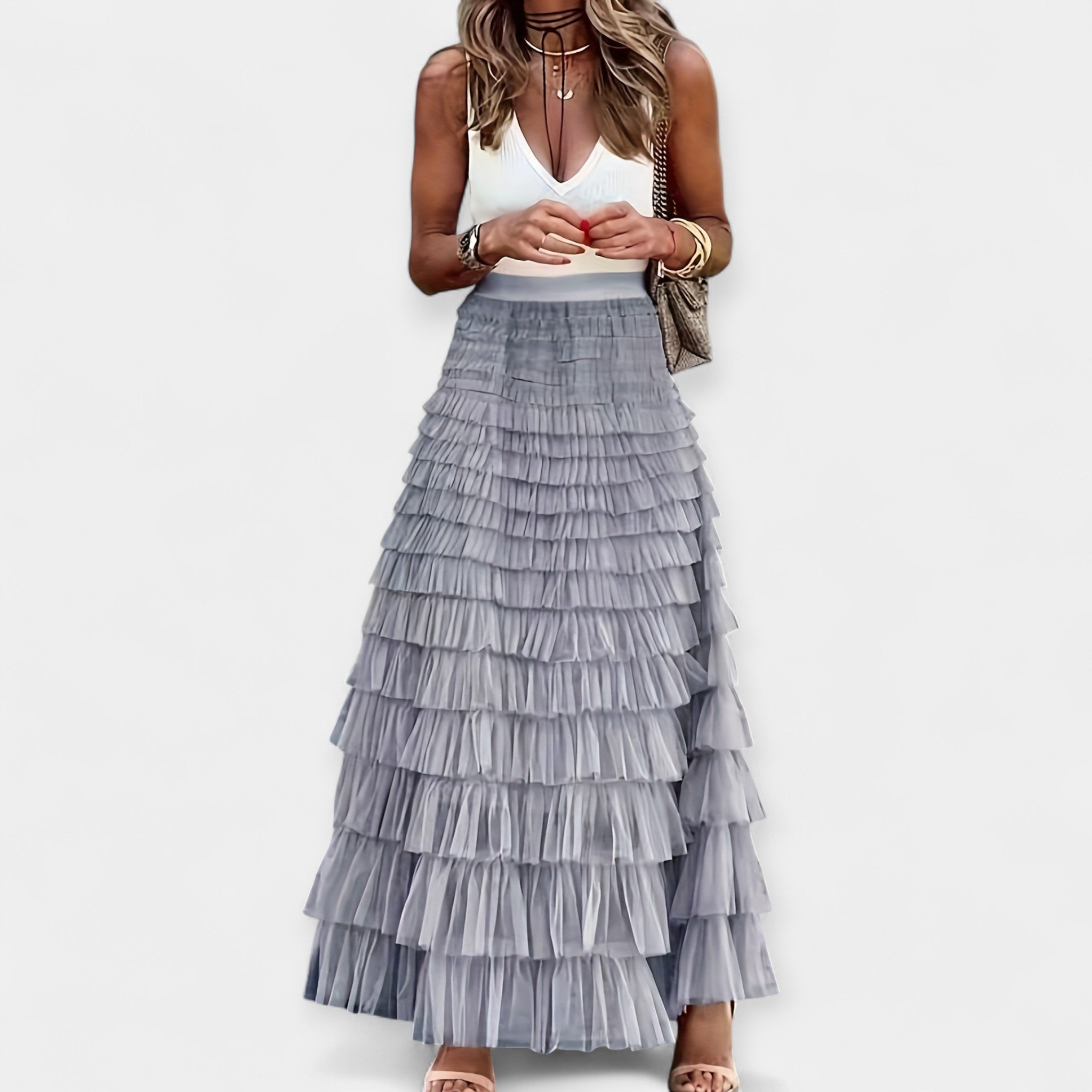 Paula - Falda Boho con Acabado de Satén