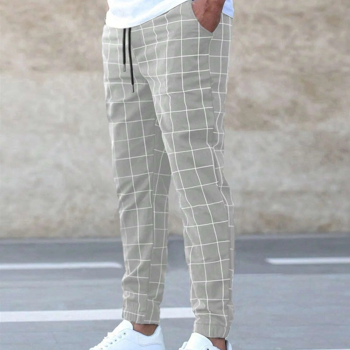 Mario - Pantalones de Chándal para Hombres a cuadros