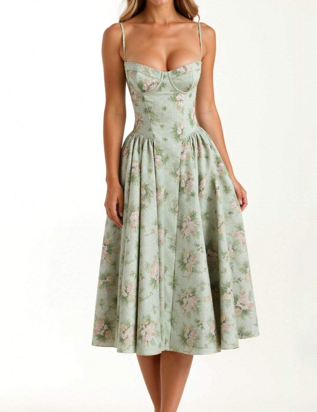 Tereza - Vestido midi con corsé estructurado