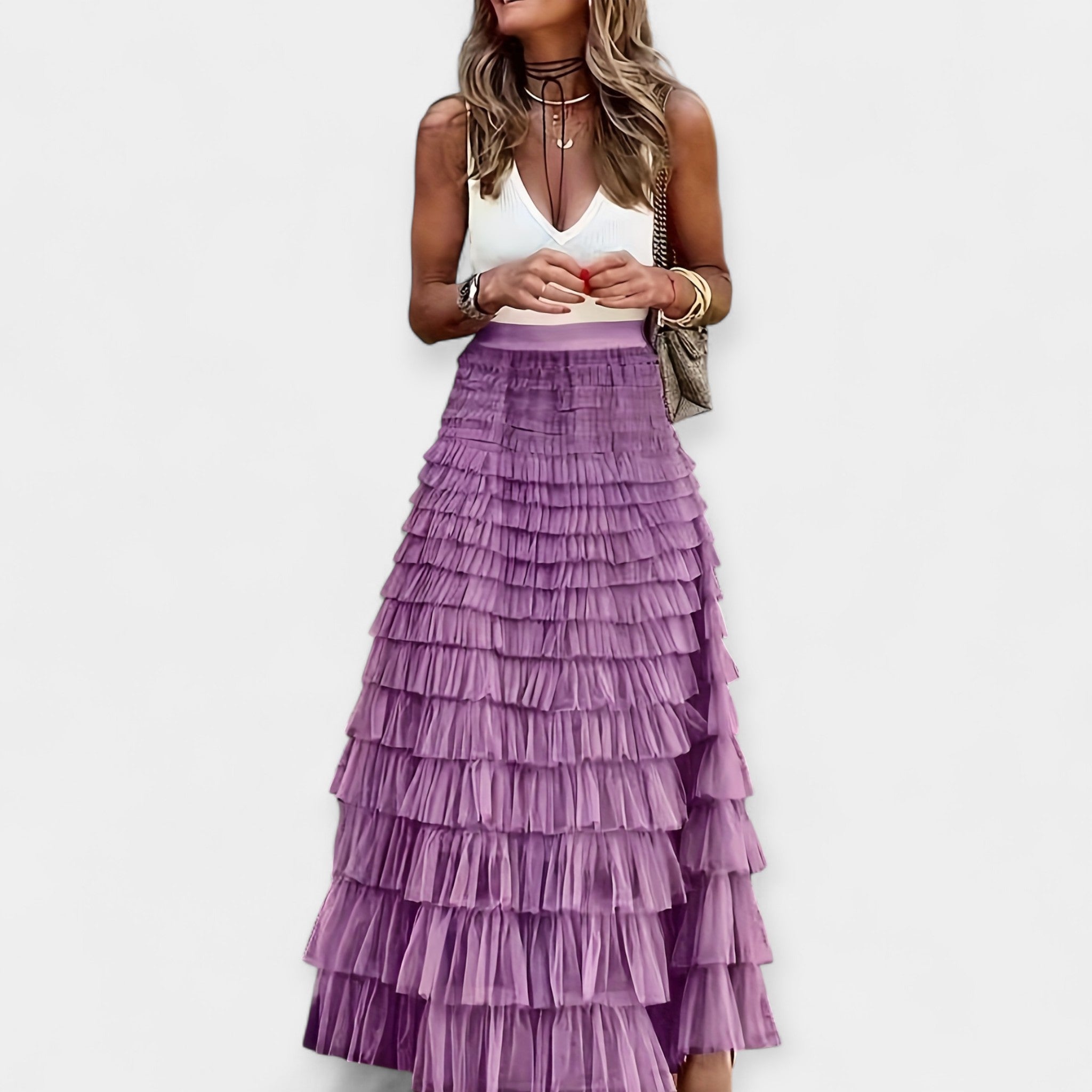 Paula - Falda Boho con Acabado de Satén