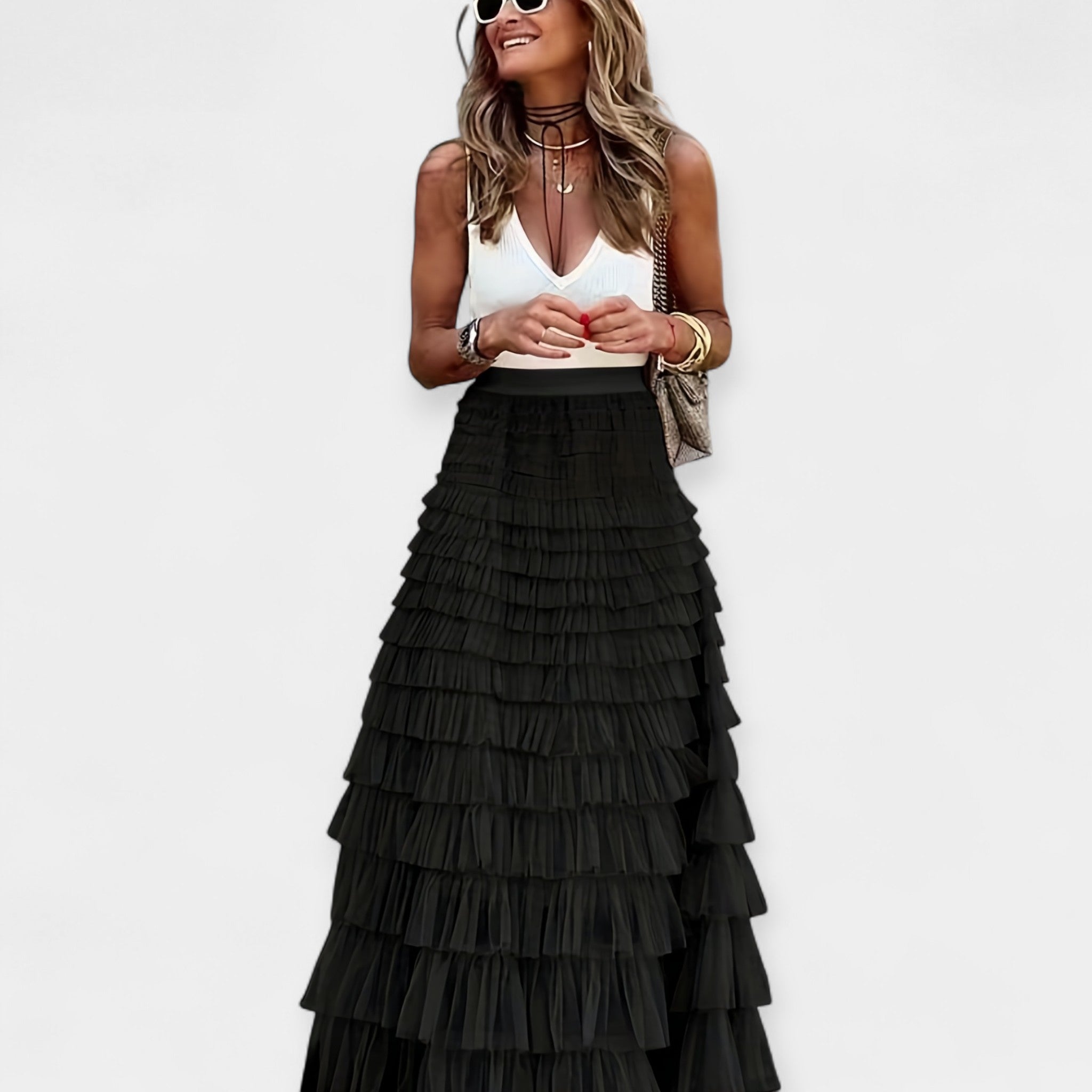 Paula - Falda Boho con Acabado de Satén