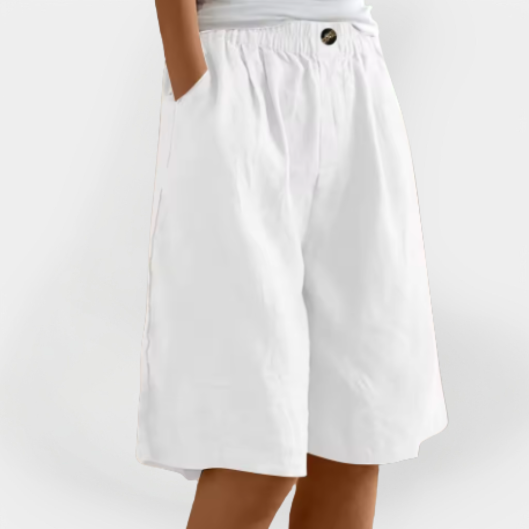 Marta - Pantalones Cortos de Lino con Bolsillos
