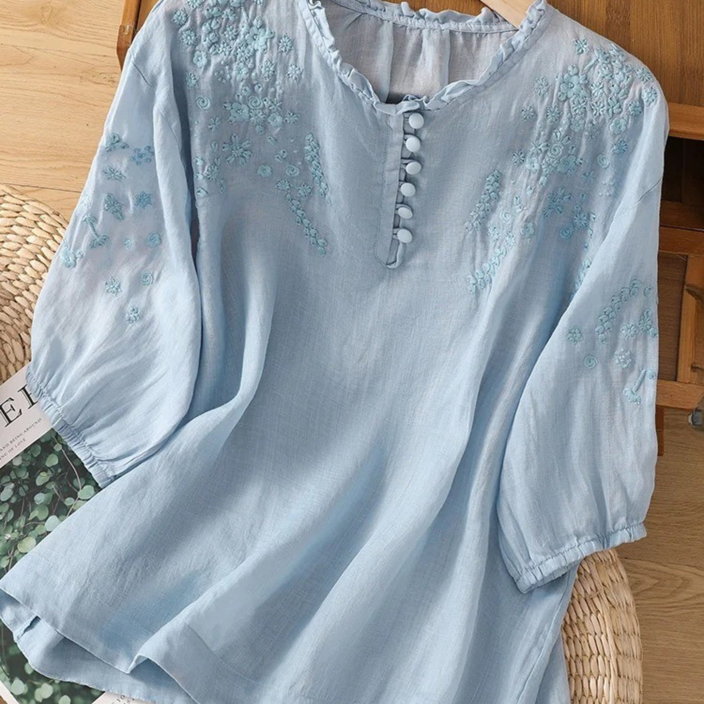 Andrea - Blusa de Algodón y Lino