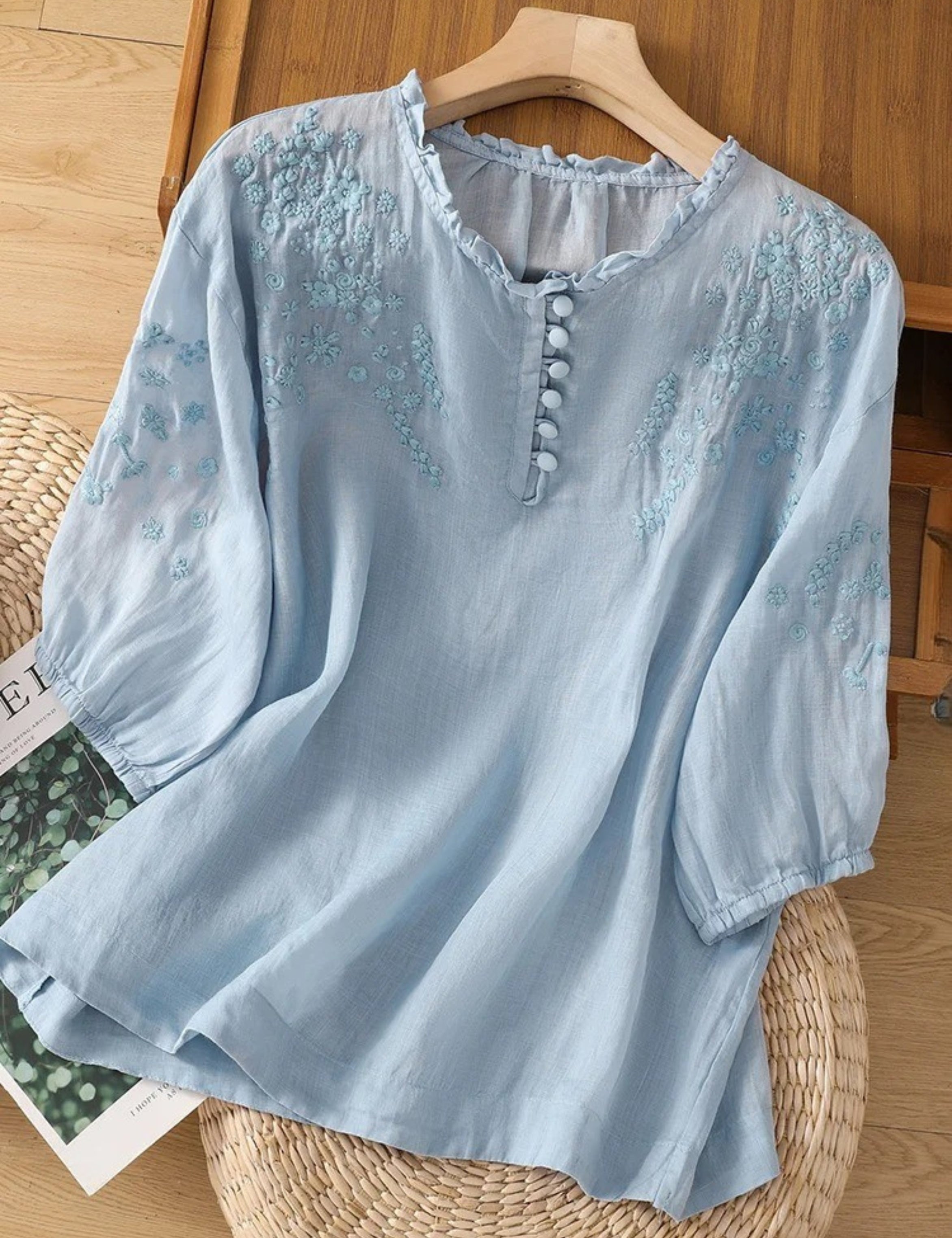 Andrea - Blusa de Algodón y Lino