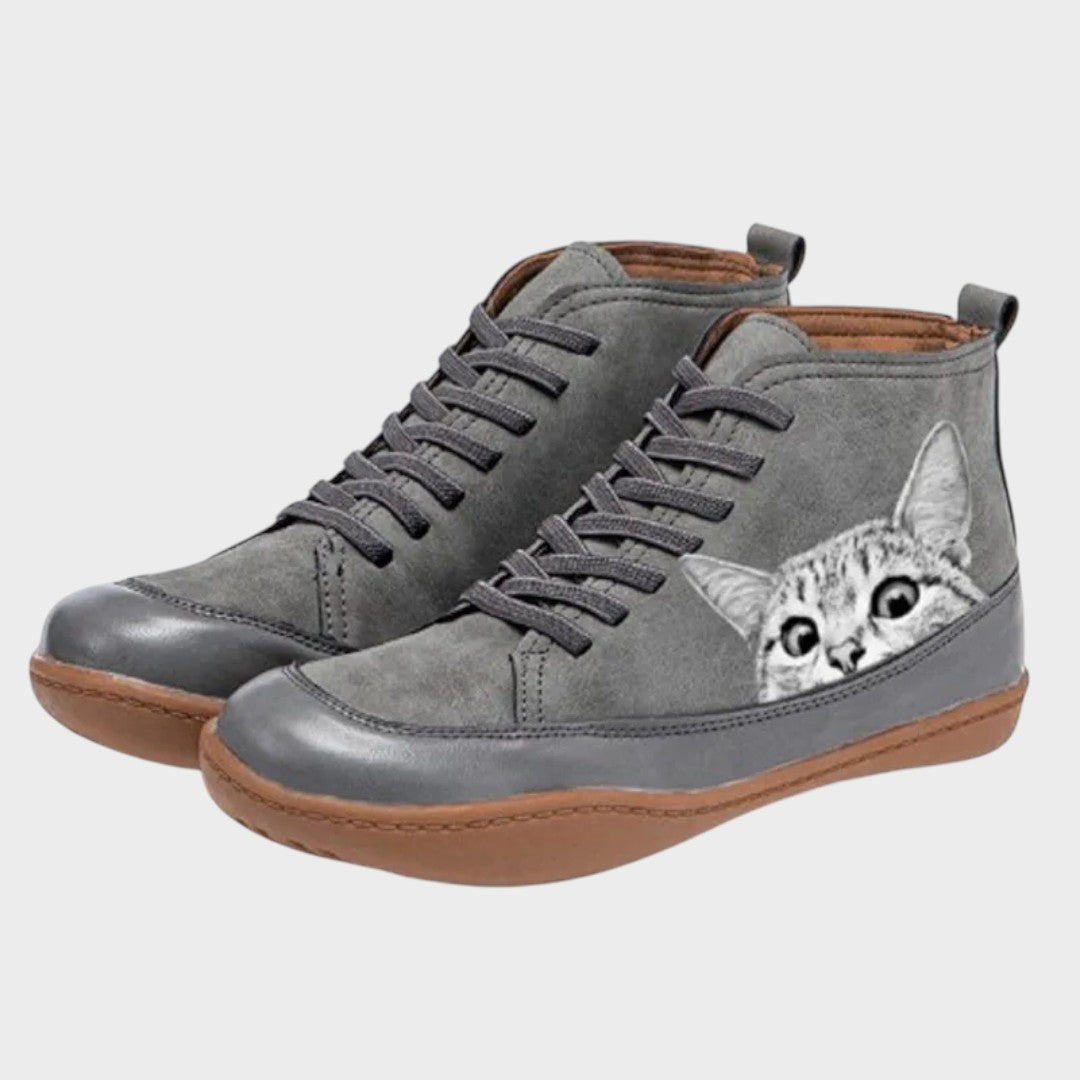 Selena - Botas de cuero para amantes de gatos
