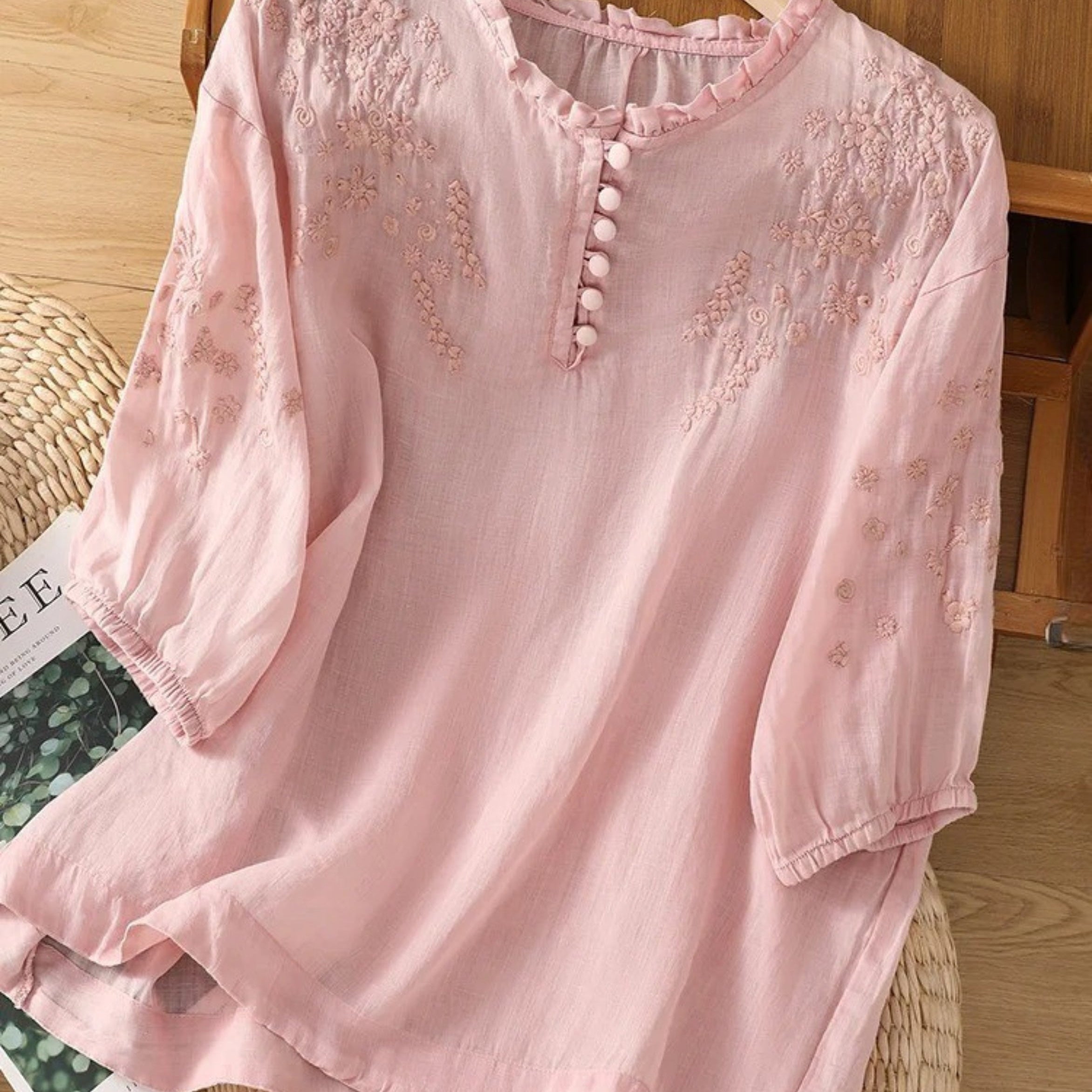 Andrea - Blusa de Algodón y Lino