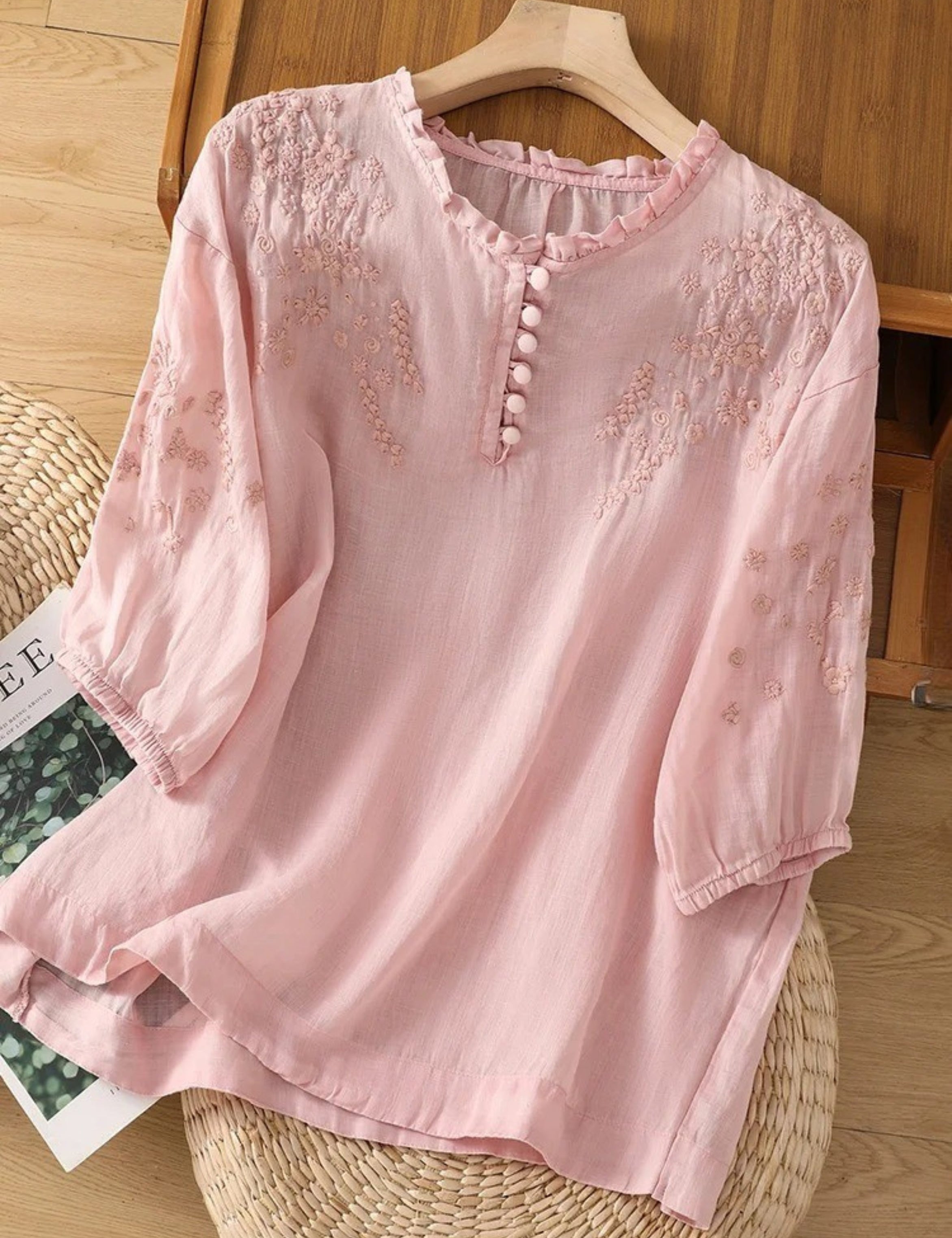 Andrea - Blusa de Algodón y Lino