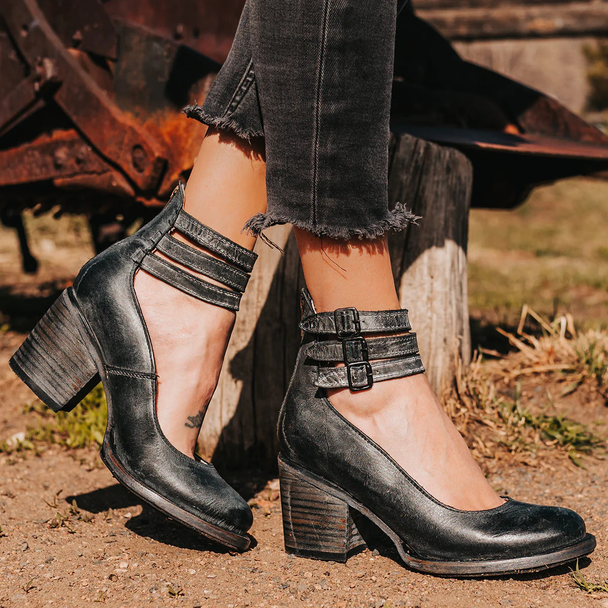 Gracía - Zapatos de tacón alto con tiras múltiples y suela gruesa