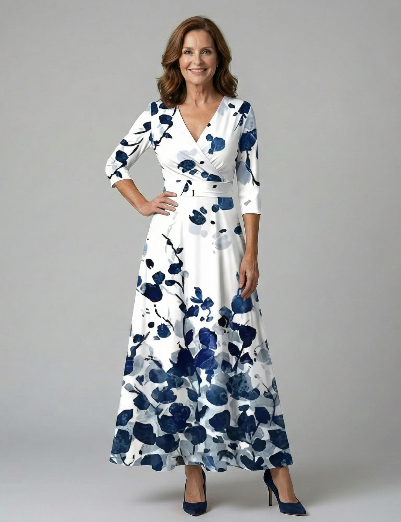 Andrea - Vestido Midi con Escote Cruzado