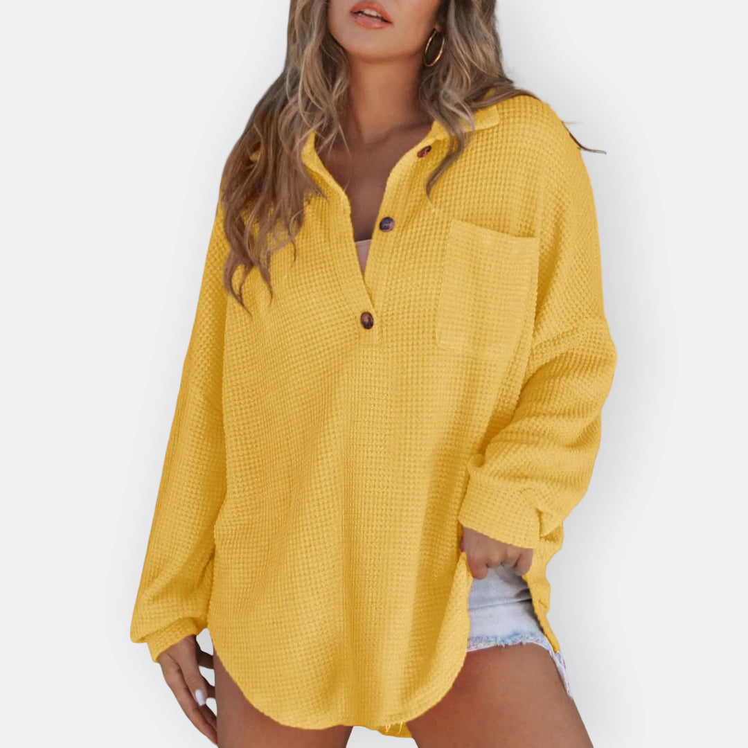 Pilar - Blusa Túnica Ligera Escote en V con Botones