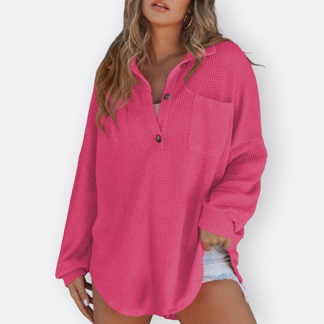 Pilar - Blusa Túnica Ligera Escote en V con Botones