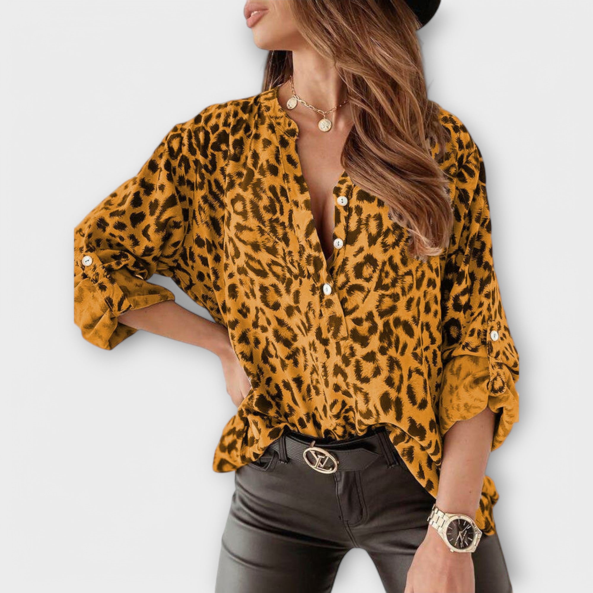 Maria - Blusa moderna estampado Leopardo