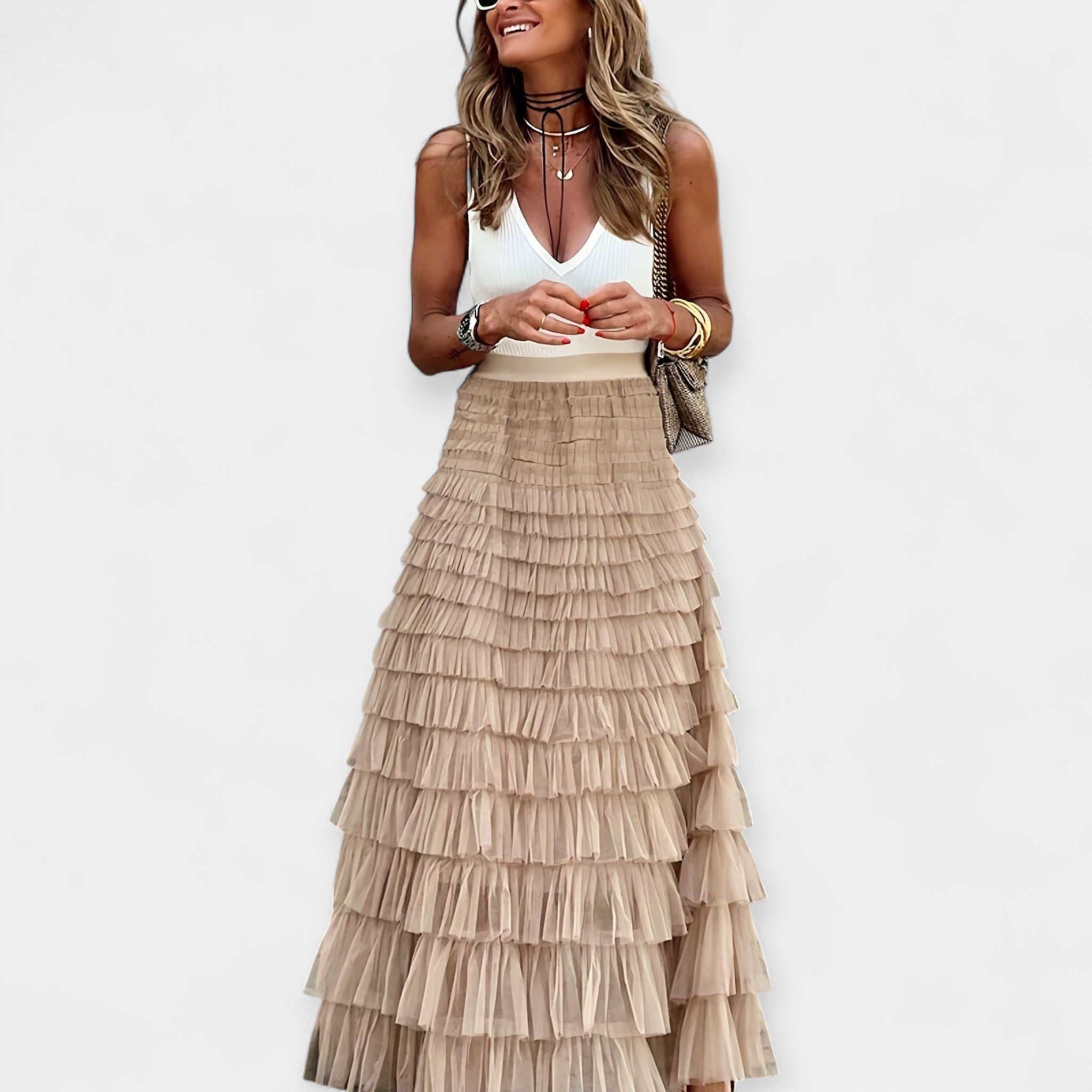 Paula - Falda Boho con Acabado de Satén