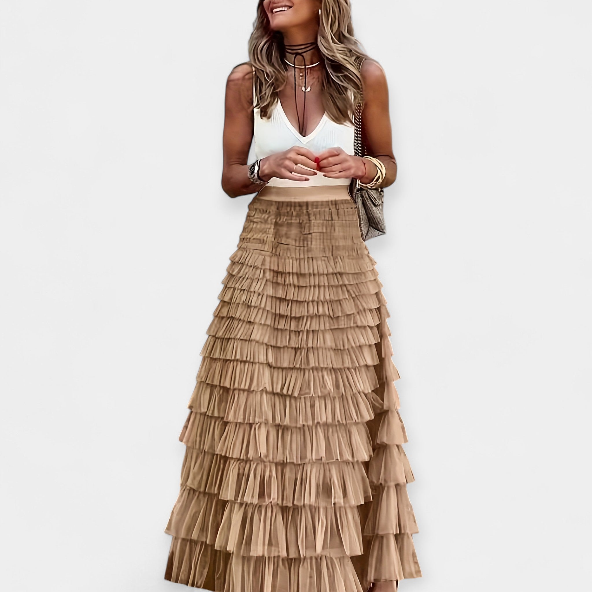 Paula - Falda Boho con Acabado de Satén