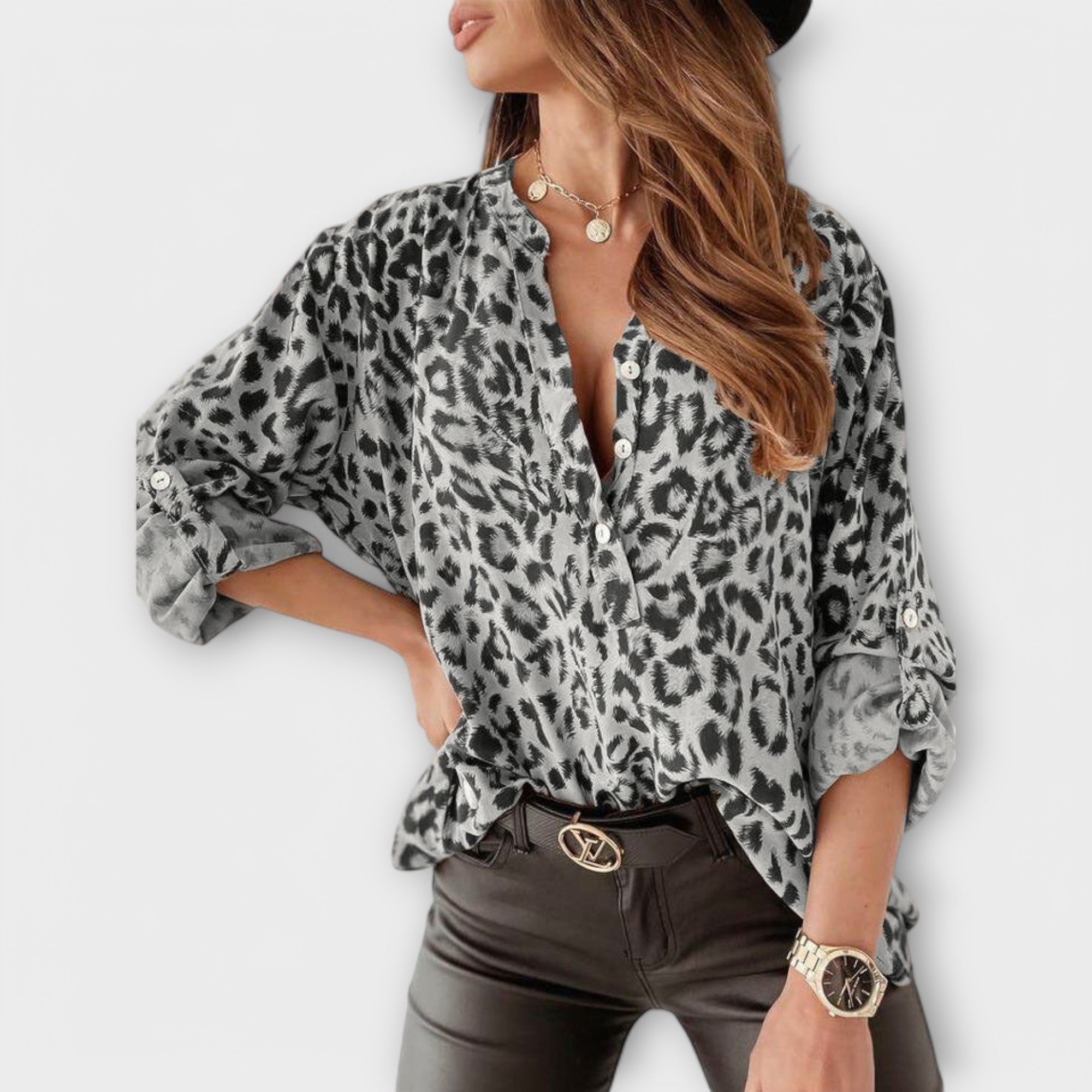 Maria - Blusa moderna estampado Leopardo