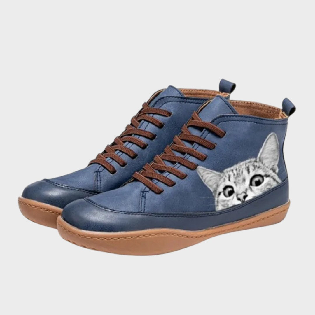 Selena - Botas de cuero para amantes de gatos