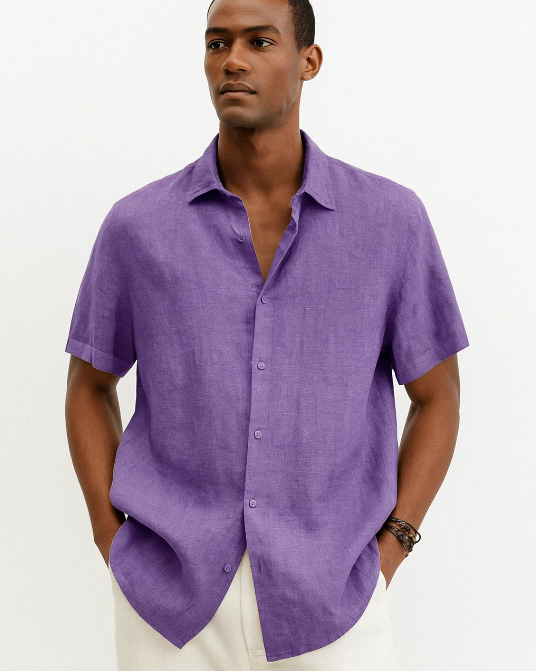 Fabio - Camisa de Botón de Cuello Abierto