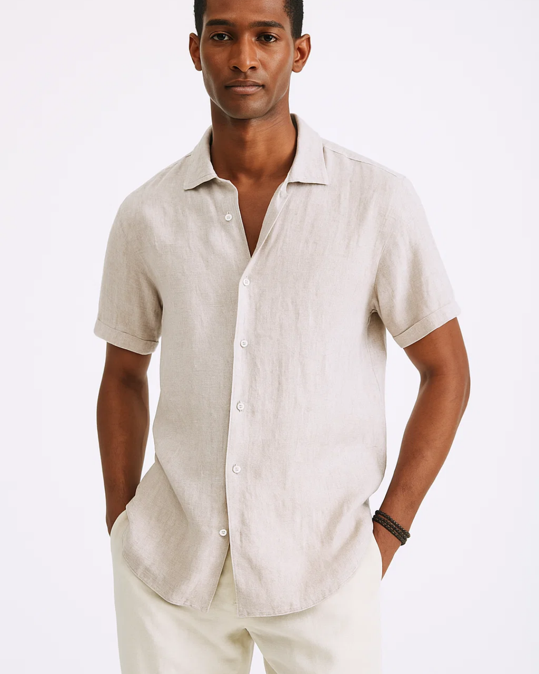 Fabio - Camisa de Botón de Cuello Abierto