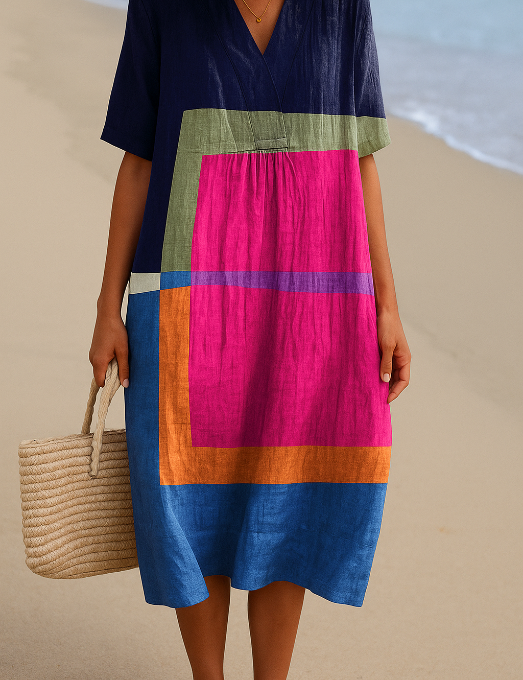 Jimena - Vestido de Bloques de Colores Vibrantes
