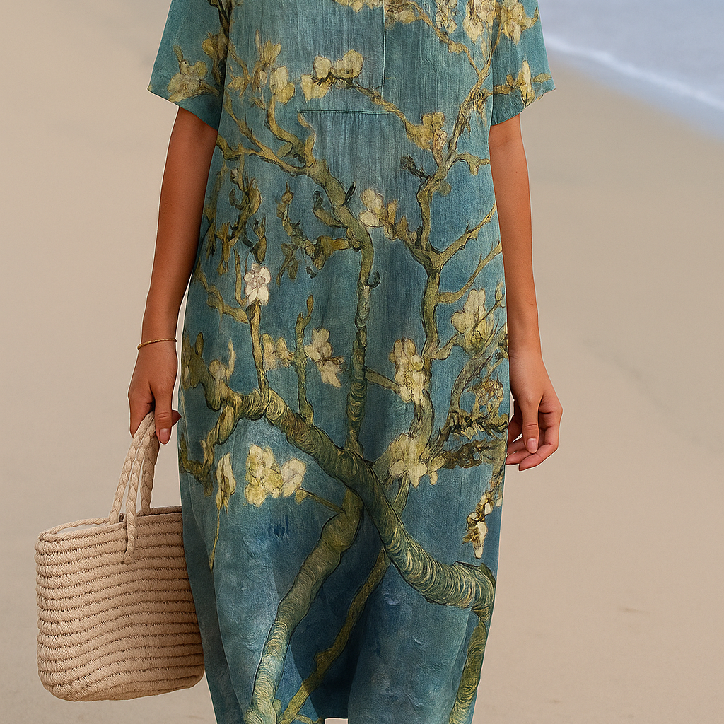Lorena - Vestido Floral en Verde-Aguamarina