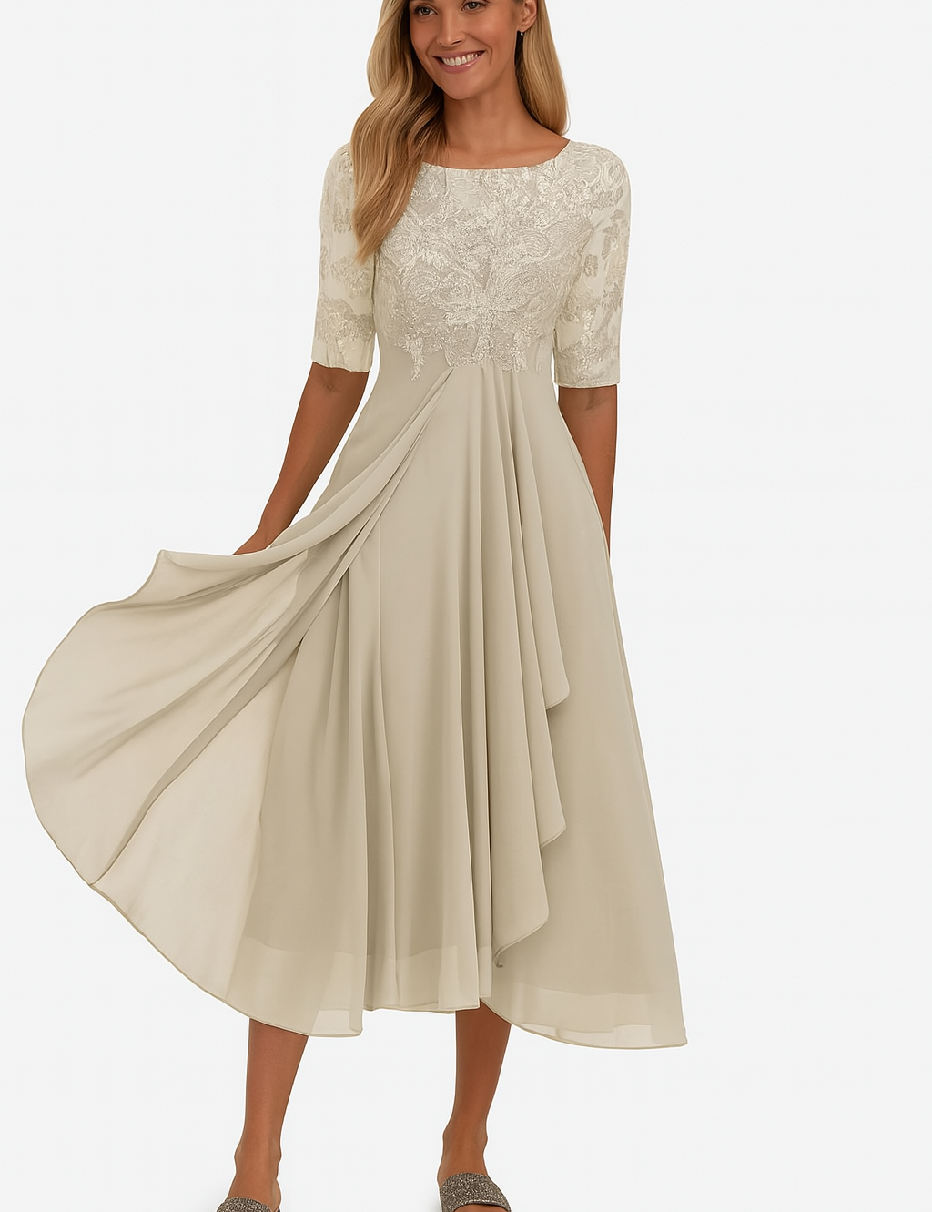 Valentina - Vestido Renda Manga 3/4