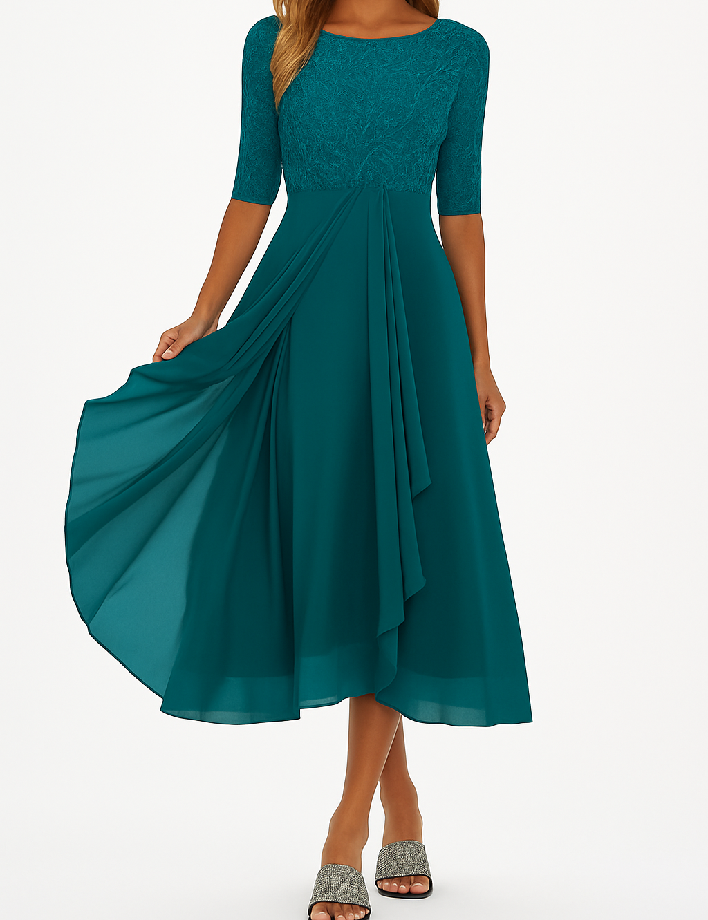 Valentina - Vestido Renda Manga 3/4