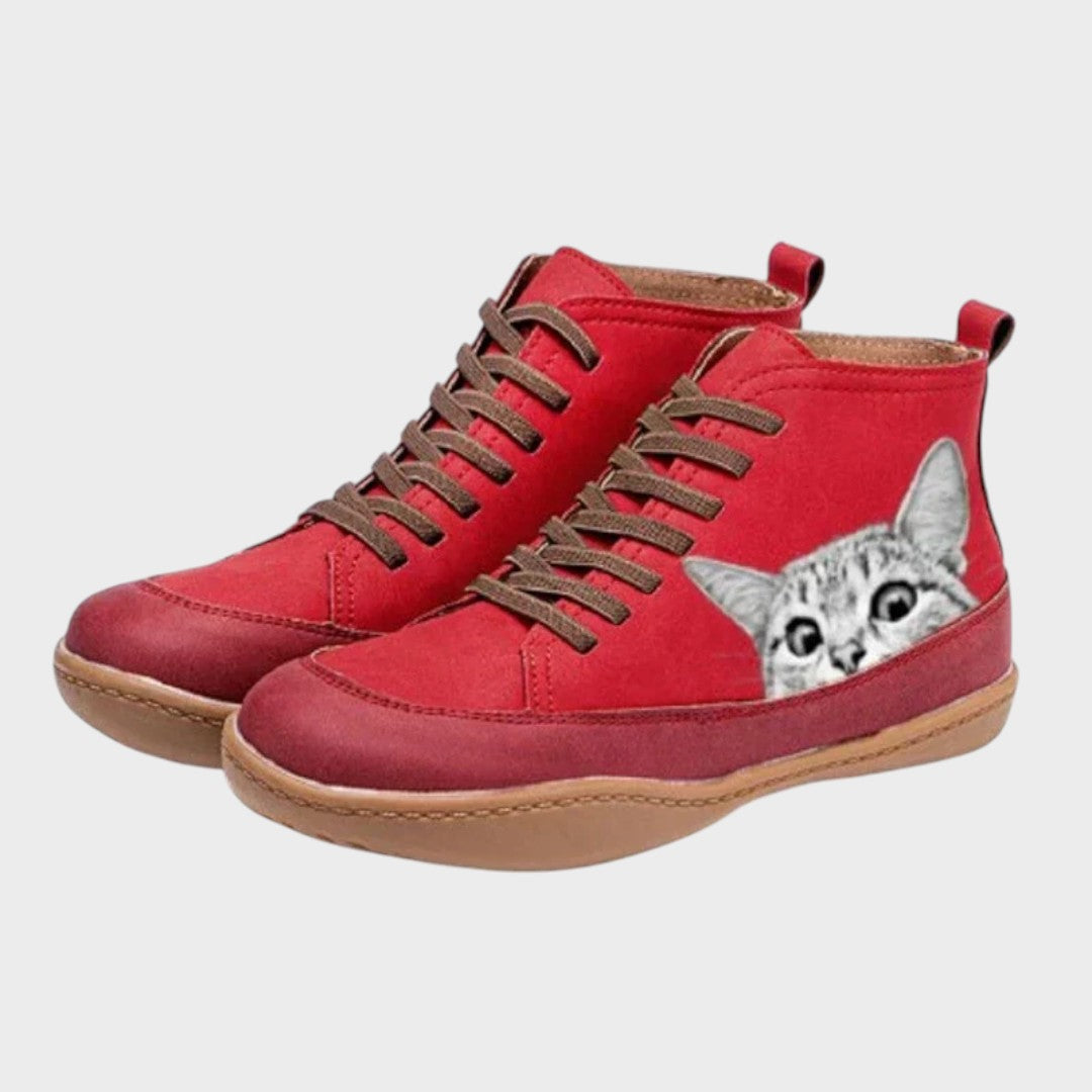 Selena - Botas de cuero para amantes de gatos