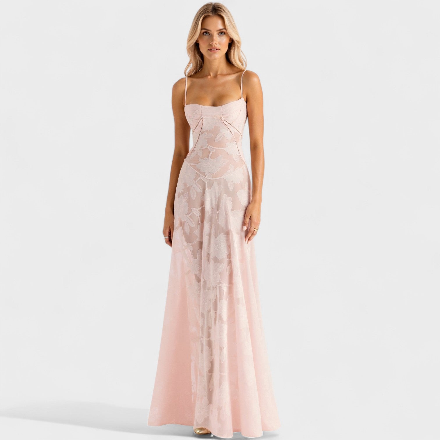 Candela - Vestido maxi de encaje floral