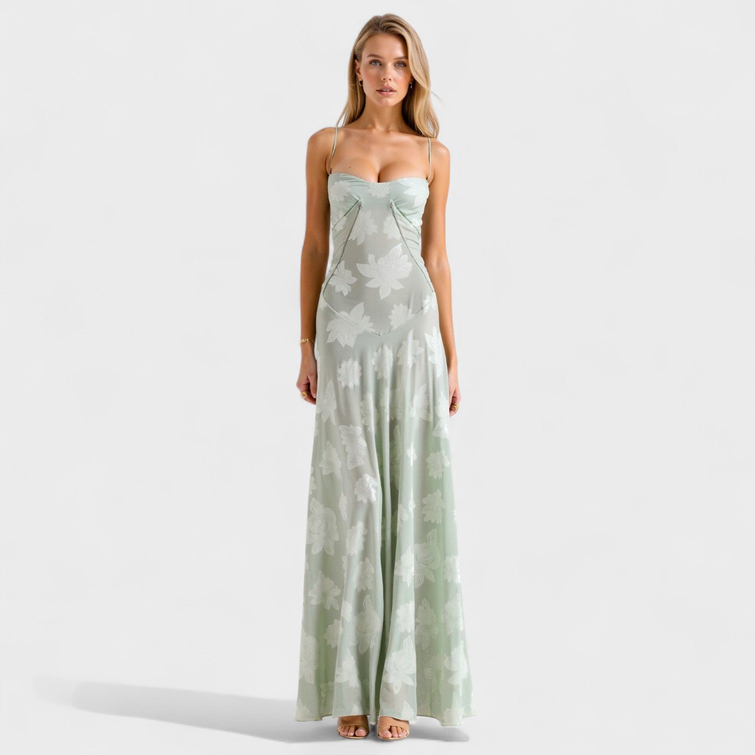 Candela - Vestido maxi de encaje floral