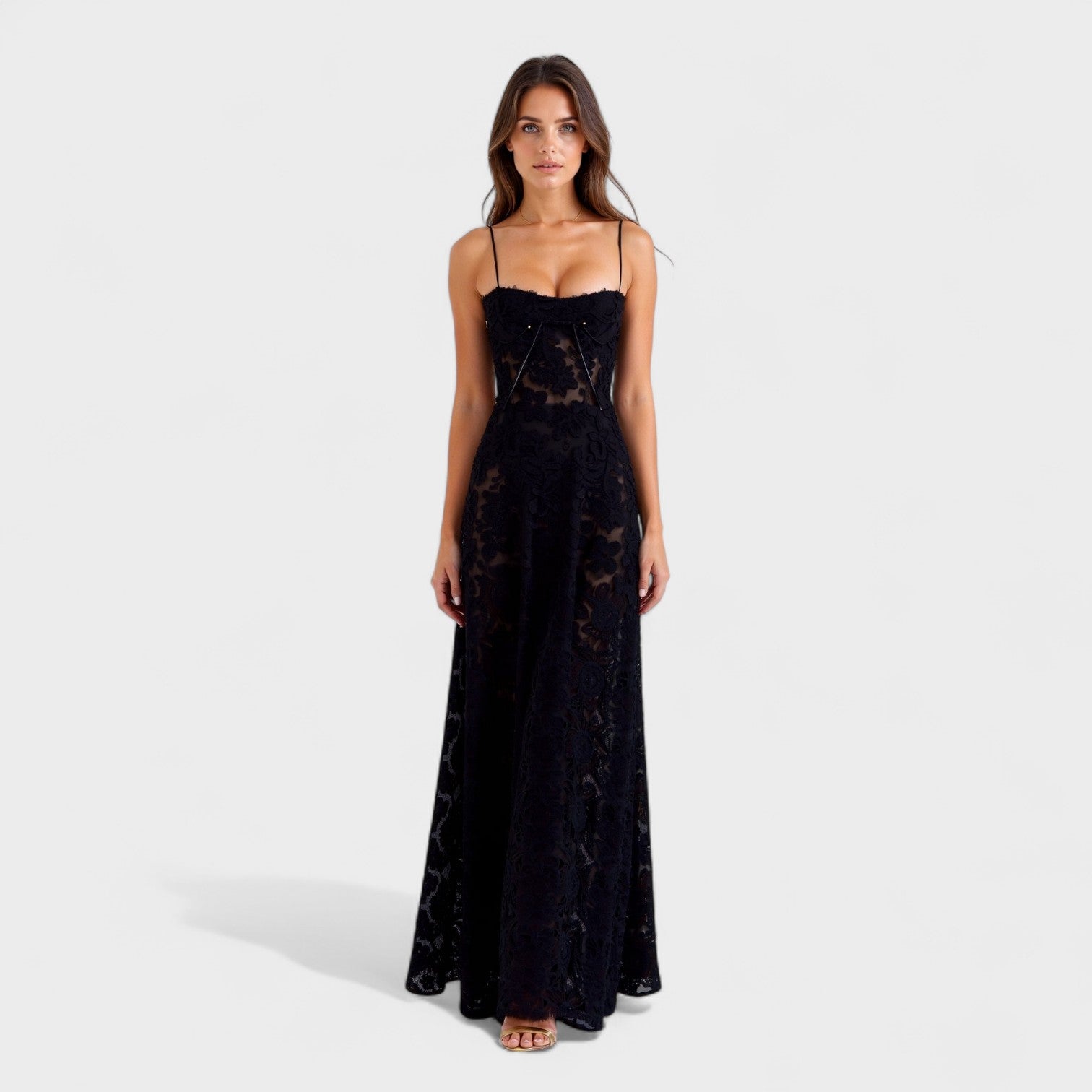Candela - Vestido maxi de encaje floral