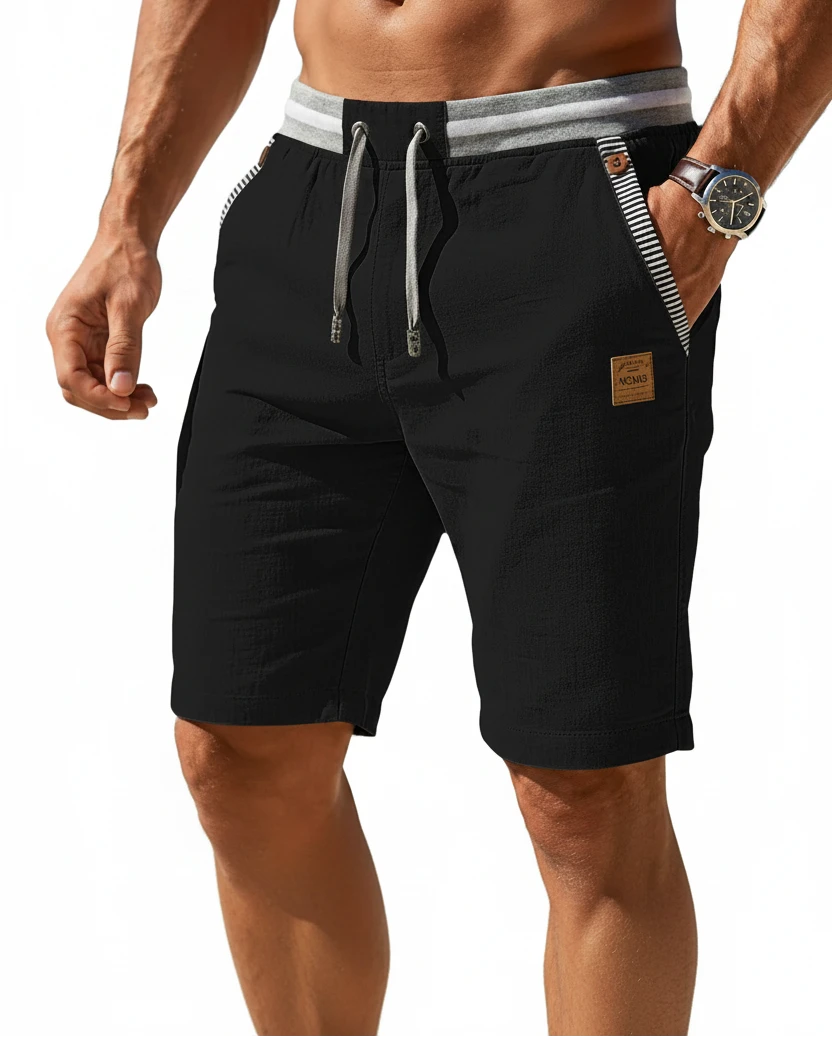 Victor - Pantalones Cortos de Lino de Verano