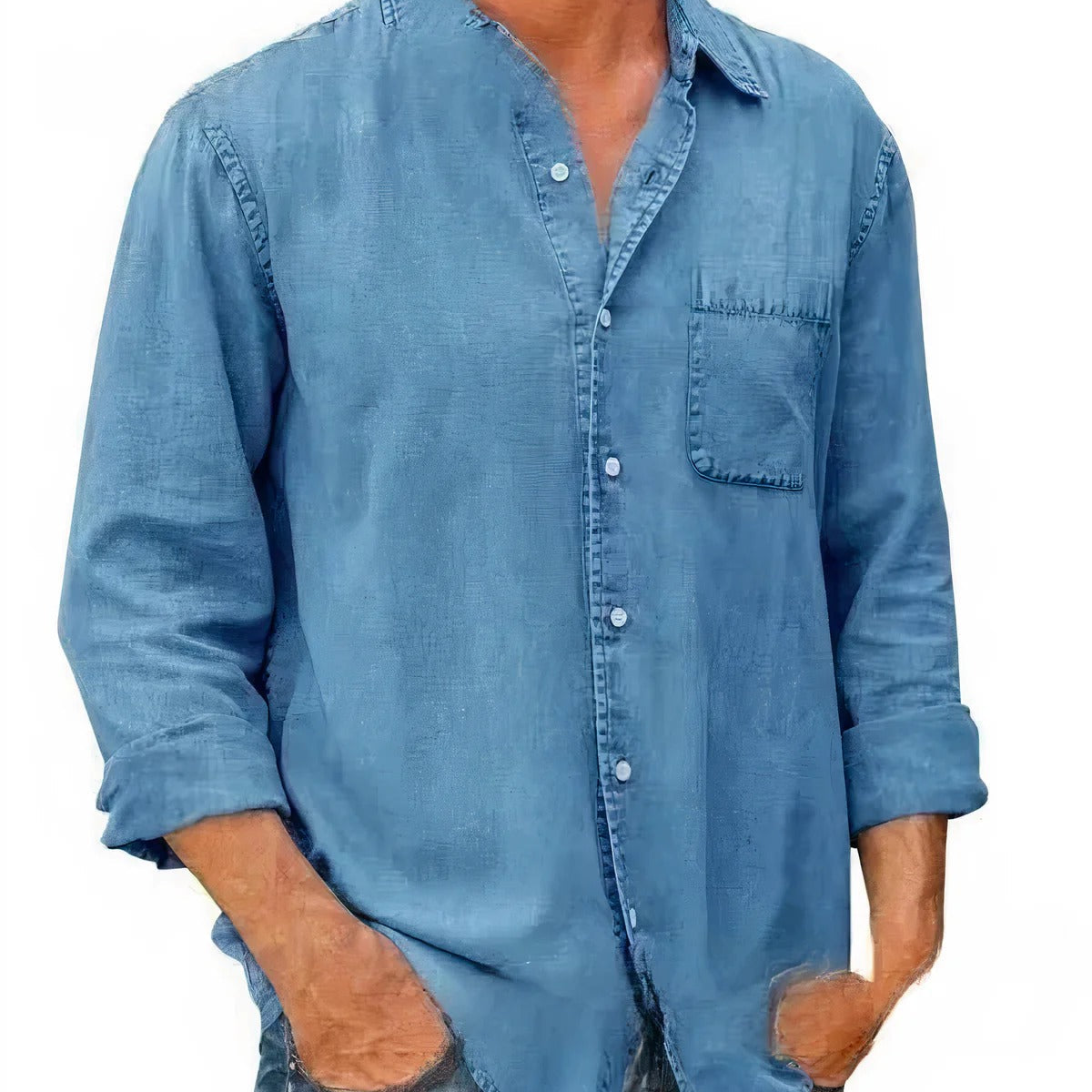 Angél - Camisa Mezcla de Denim Larga