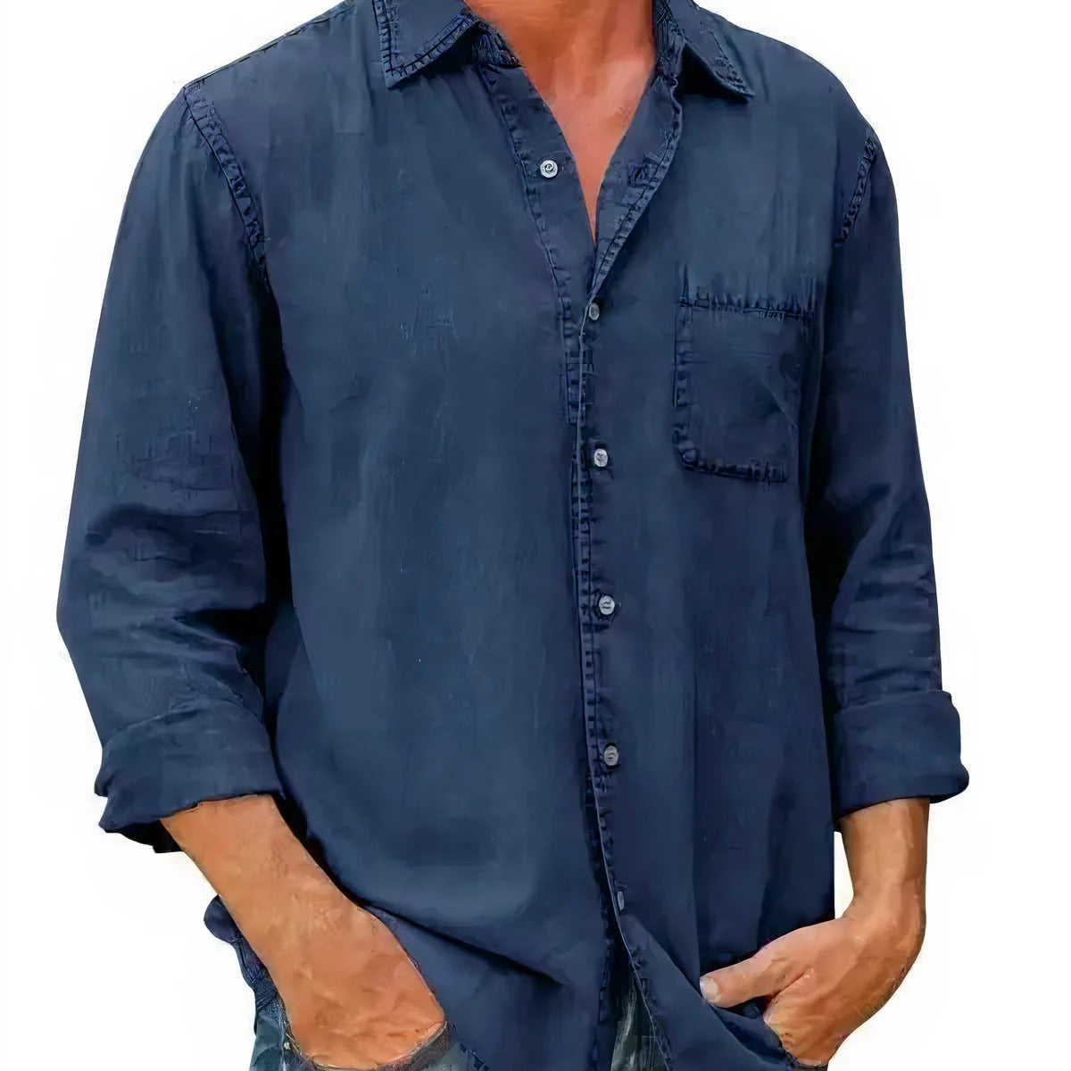 Angél - Camisa Mezcla de Denim Larga