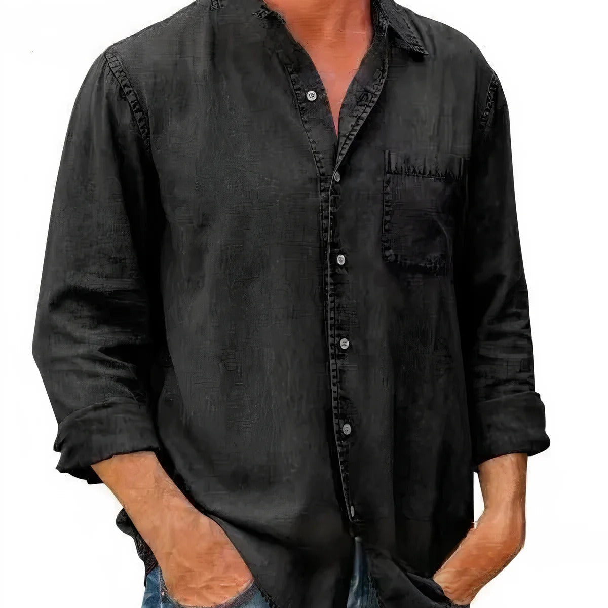 Angél - Camisa Mezcla de Denim Larga