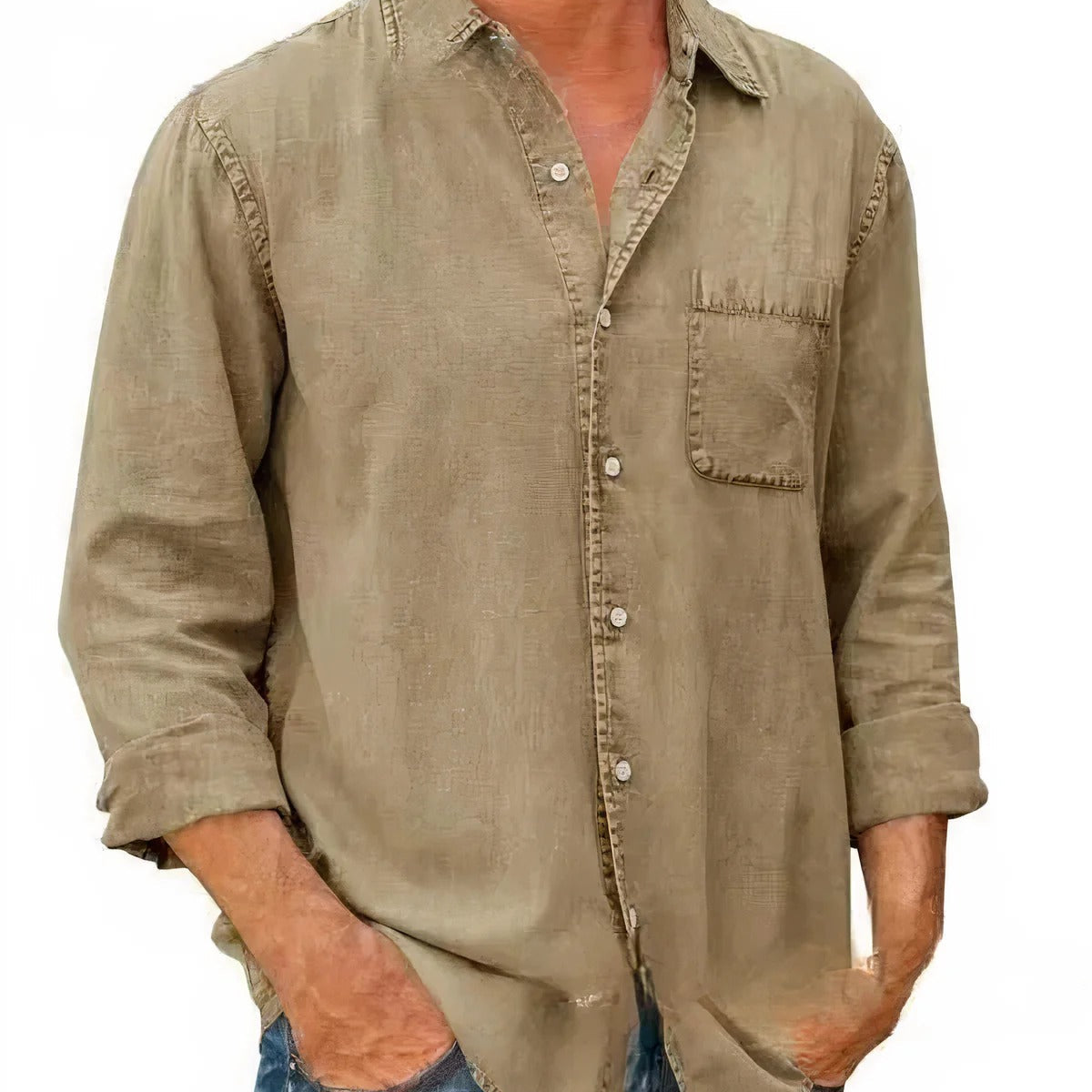 Angél - Camisa Mezcla de Denim Larga
