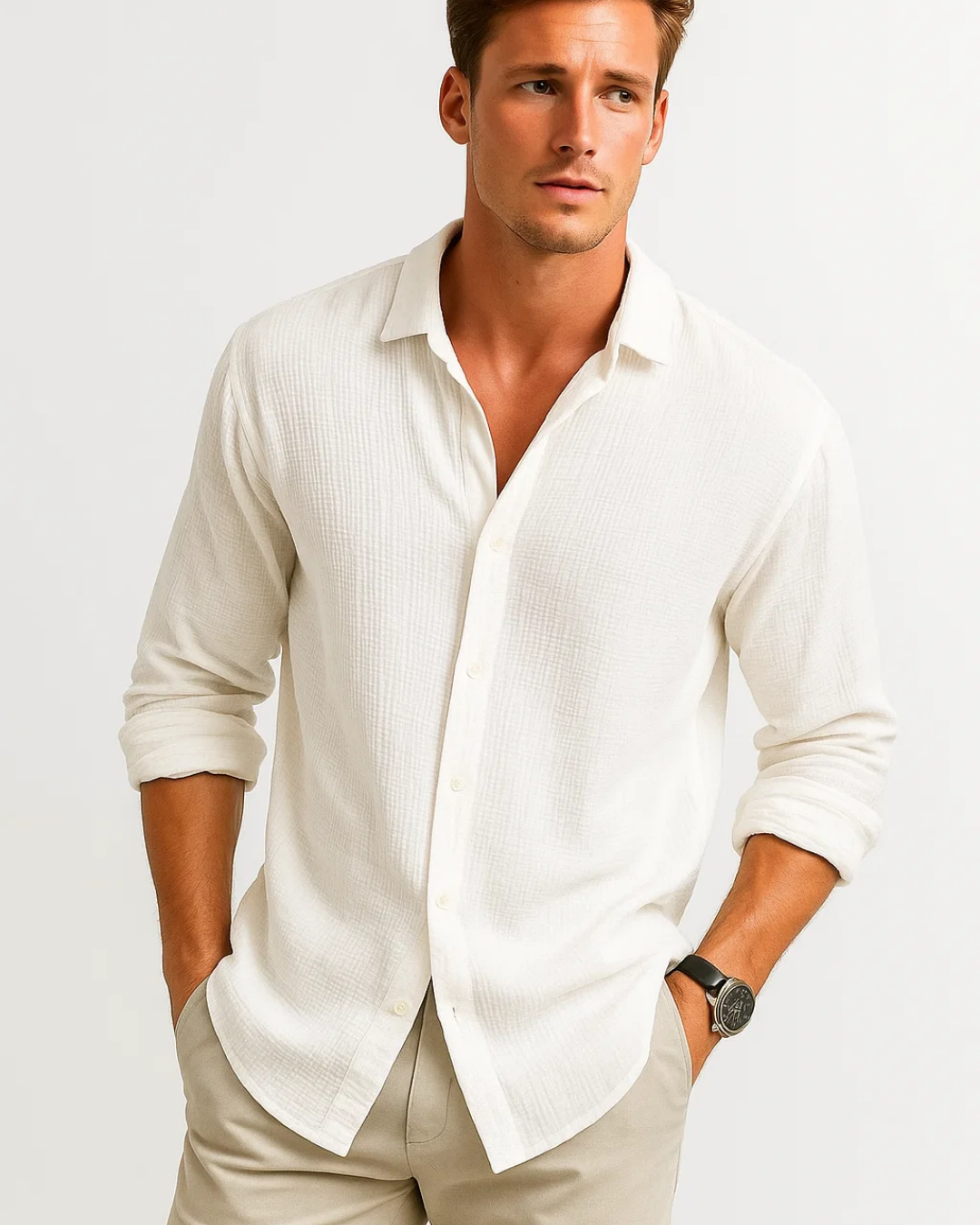 Gonzalo - Camisa de Cuello Inteligente Botón Completo