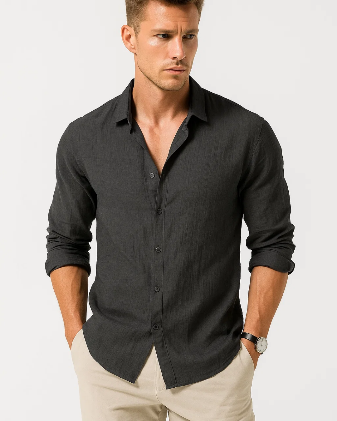 Gonzalo - Camisa de Cuello Inteligente Botón Completo