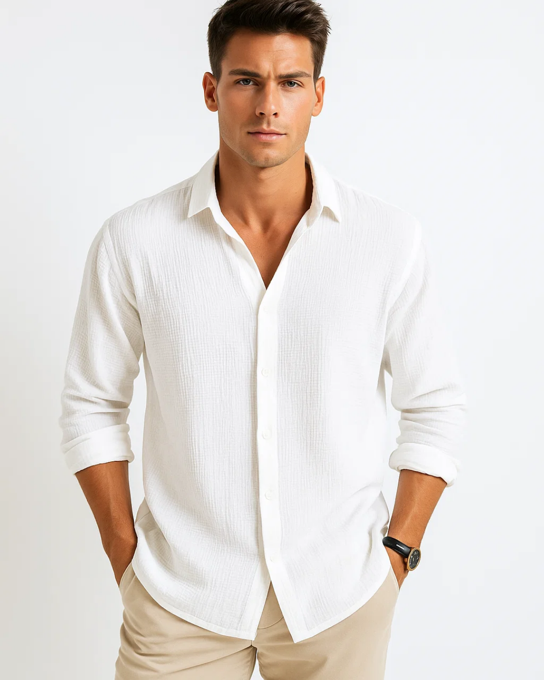 Gonzalo - Camisa de Cuello Inteligente Botón Completo
