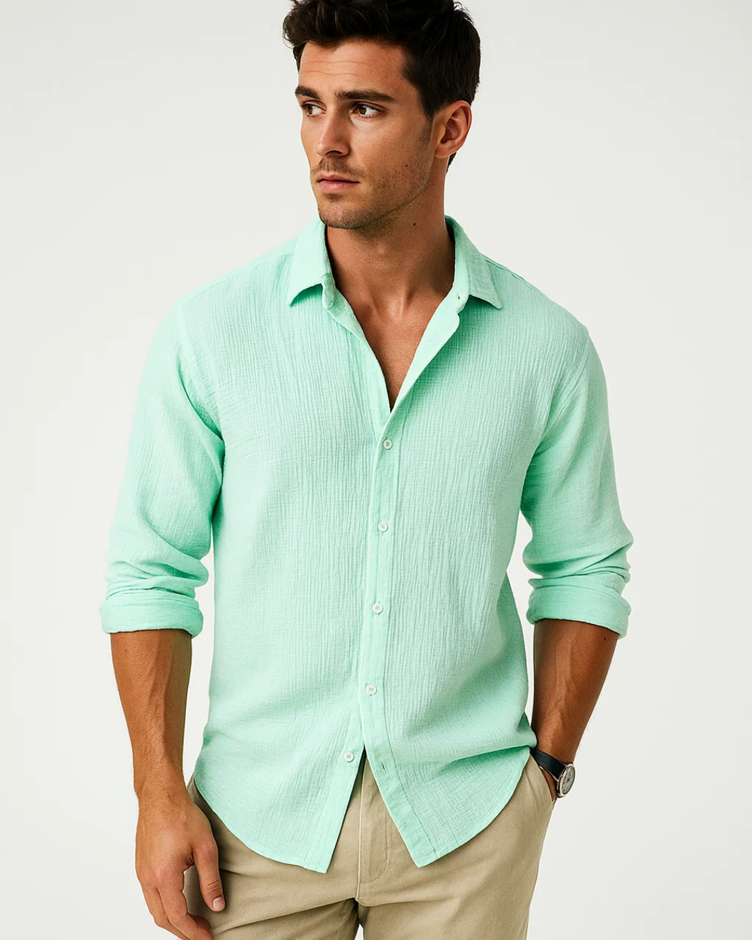 Gonzalo - Camisa de Cuello Inteligente Botón Completo