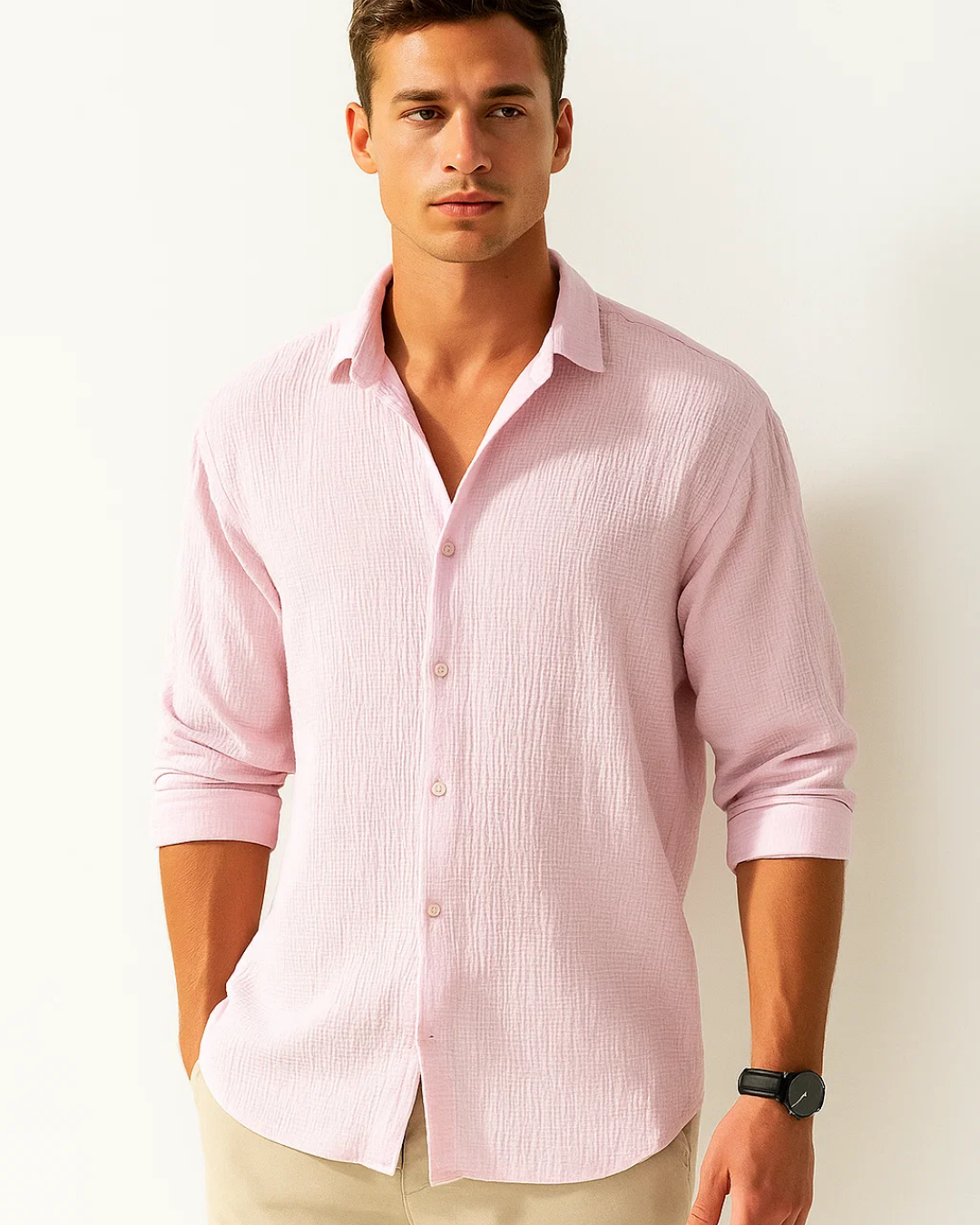 Gonzalo - Camisa de Cuello Inteligente Botón Completo