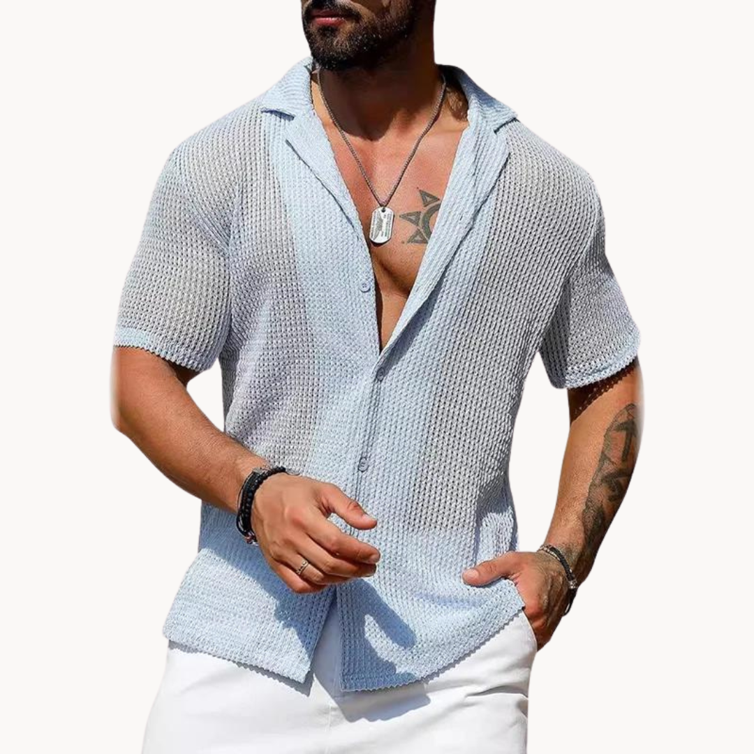 Alberto - Camisa de Manga Corta Malla Hueca
