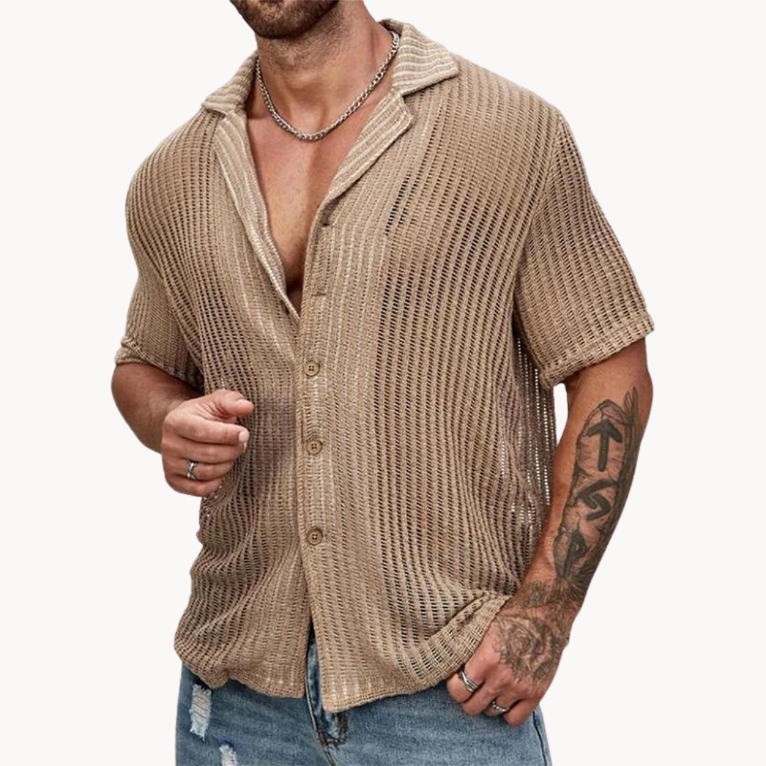 Alberto - Camisa de Manga Corta Malla Hueca