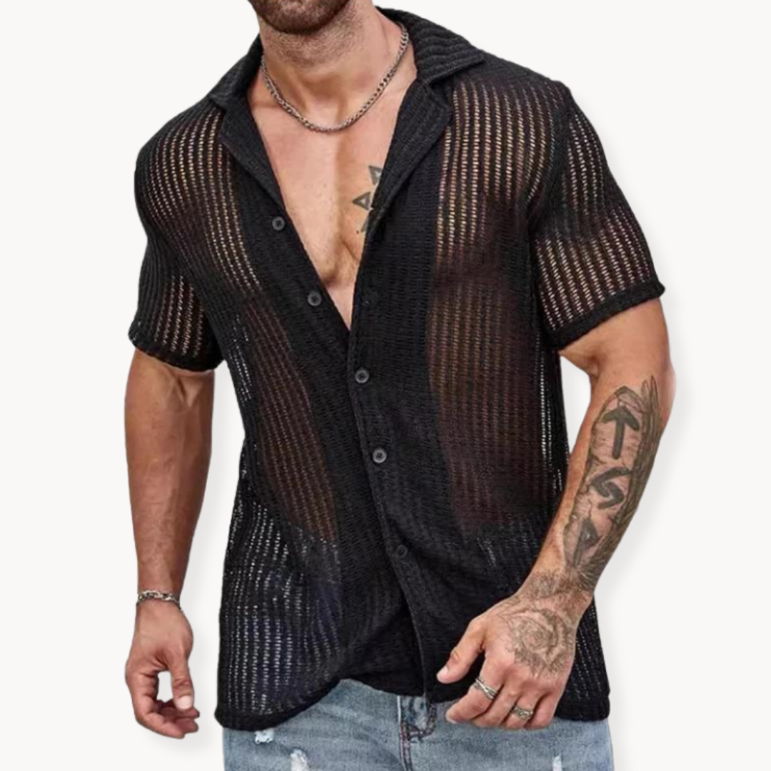 Alberto - Camisa de Manga Corta Malla Hueca